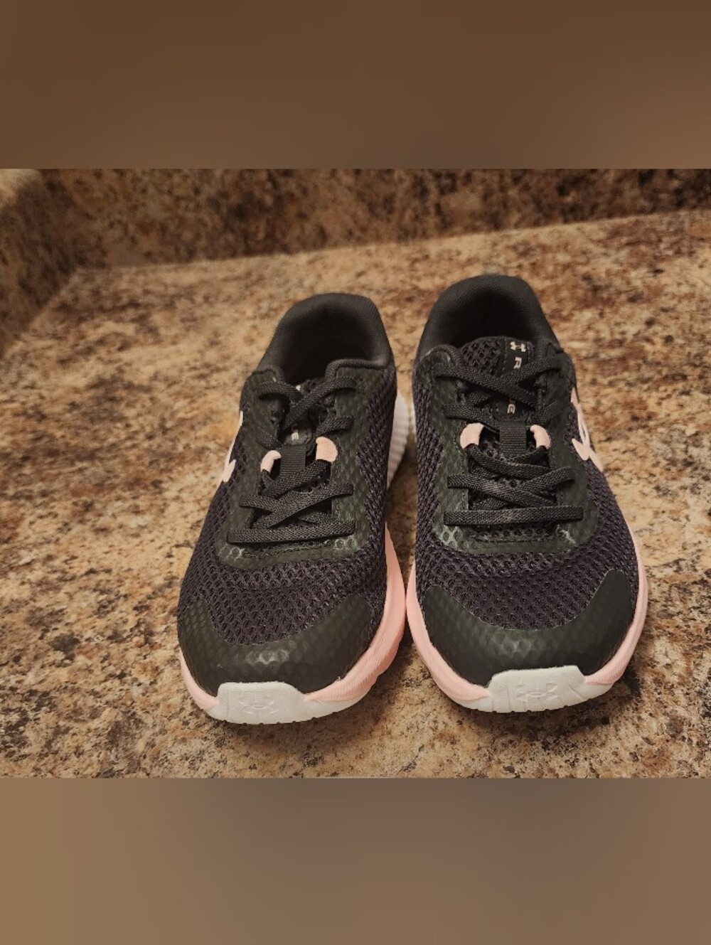 Under Armour Charged Rogue Running Shoes Black Pink Youth Kids Size 1Y